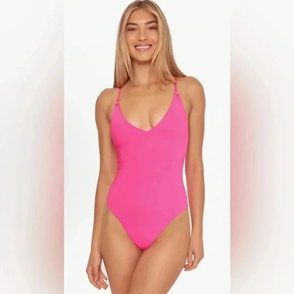 Trina Turk Monaco Twist Back High Leg One Piece Swimsuit Size 14 - Picture 2 of 8